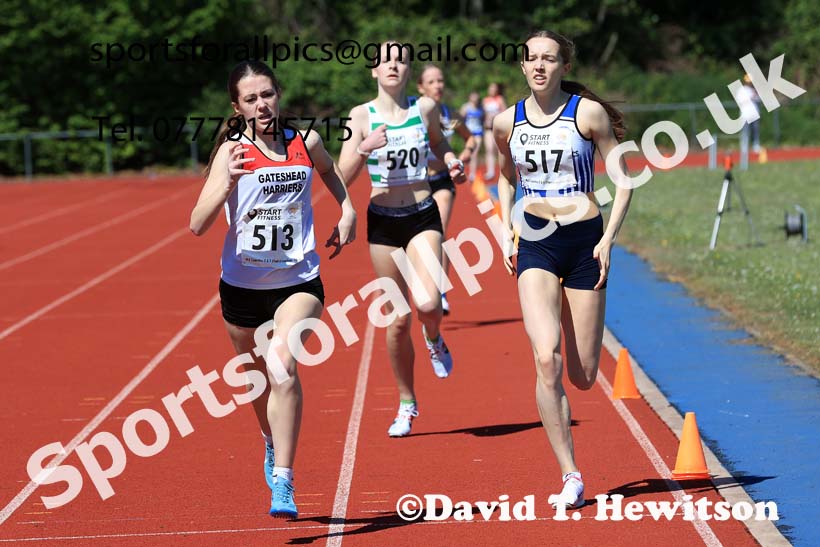 Womens under-17s 800 metres, 2025 North Eastern Track and Field Champs., Shildon, County Durham. Photo: David T. Hewitson/Sports for All Pics